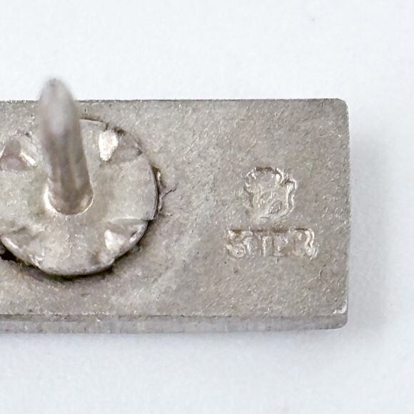 Vintage Sterling Silver 925 HR Block Tie Tack Pin Brooch - Picture 6 of 9